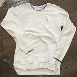 Nike White Crew Neck Sweater with Ribbed Details